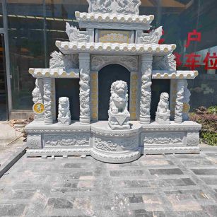 邯郸芝麻白中国黑石材套墓 花岗岩墓碑